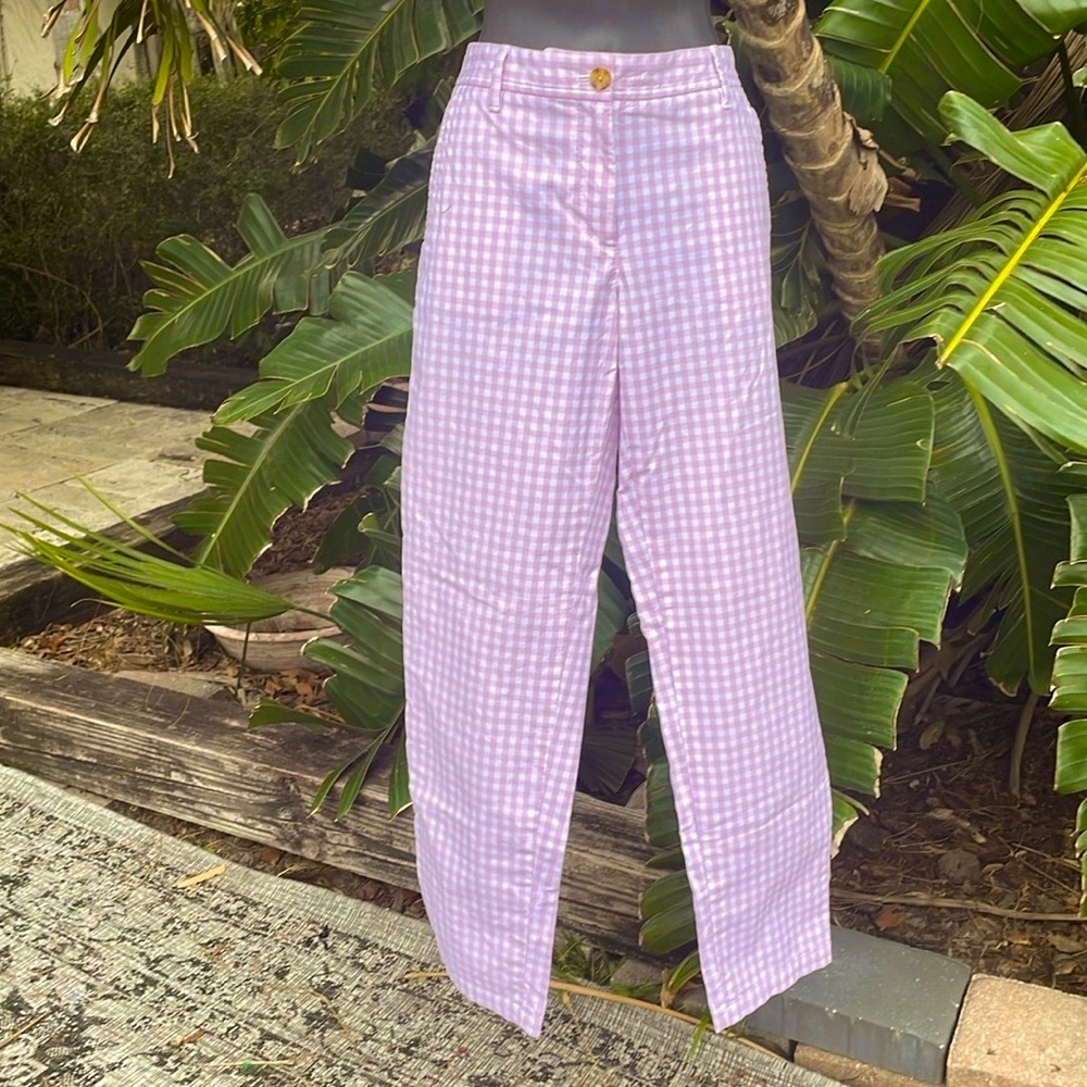 talbots gingham cropped relaxed Chino pant